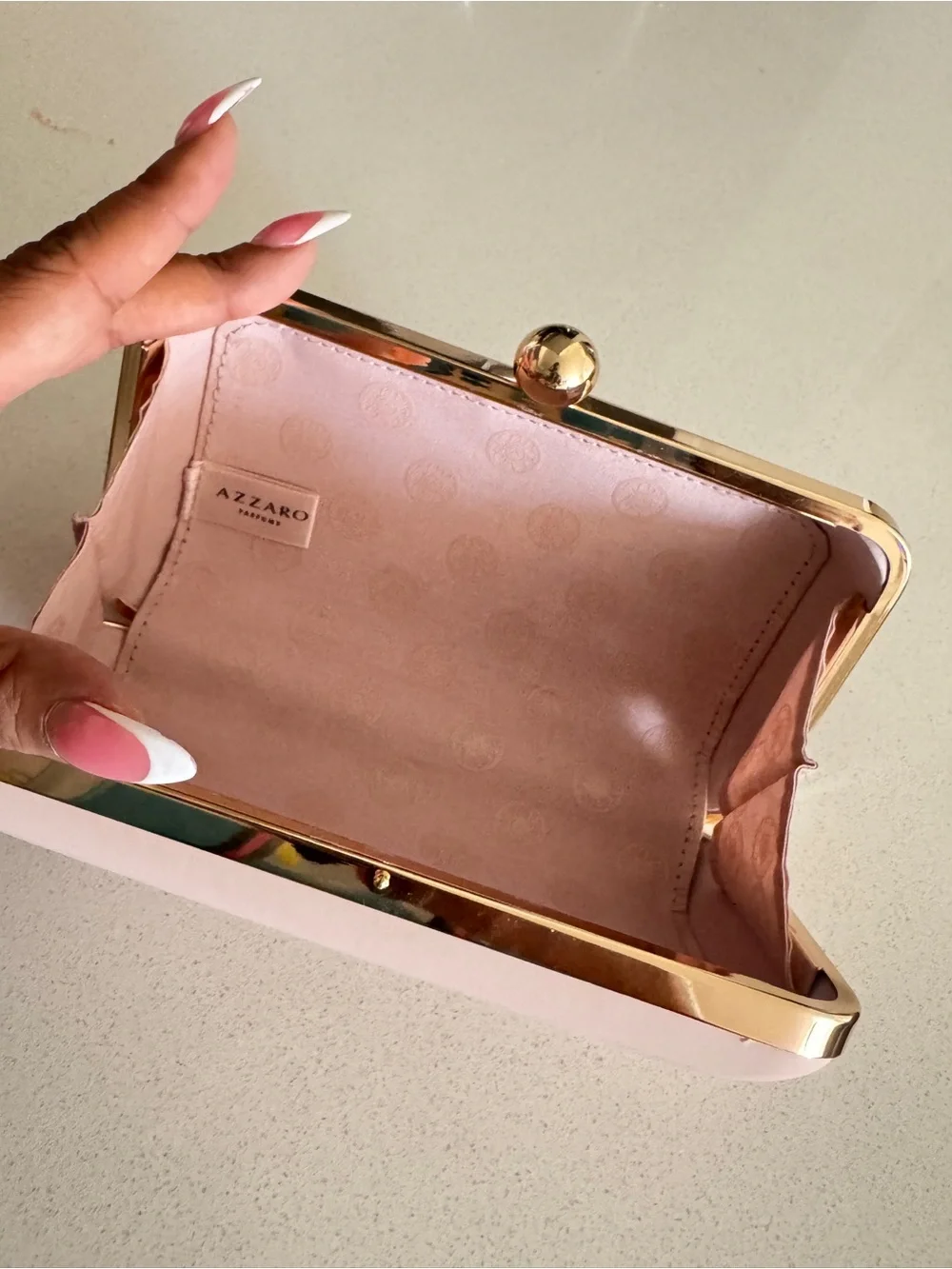 Wanted Girl Pink Clutch with Gold Frame